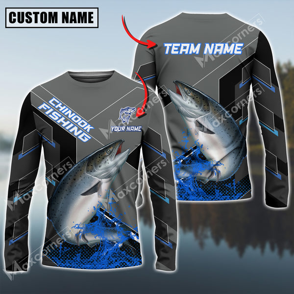 Maxcorners Chinook Fishing Blue Water Pro Sport Jersey Sun Protection Personalized Name And Team Name Long Sleeve Shirt