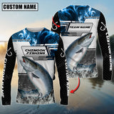 Maxcorners Chinook Fishing Blue Smoke Hexagon Pattern Sun Protection Personalized Name, Team Name Long Sleeve Shirt