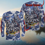 Maxcorners Bass Fishing Skull Reaper Camo Pattern Sport Jersey Personalized Name Long Sweat Shirt