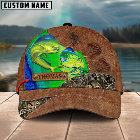 Maxcorners Personalized Mahi-Mahi Fishing Skin Leather Pattern Classic 3D Cap