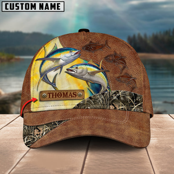 Maxcorners Personalized Tuna Fishing Skin Leather Pattern Classic 3D Cap