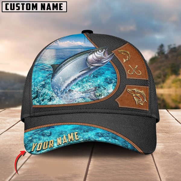 Maxcorners Personalized Chinook Premium Leather Water Pattern Classic 3D Cap