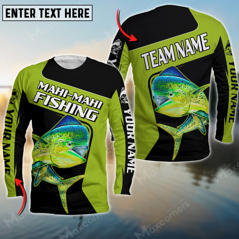 Maxcorners Mahi-Mahi Fishing Green Line Patch Sport Jersey Personalized Name And Team Name Long Sweat Shirt