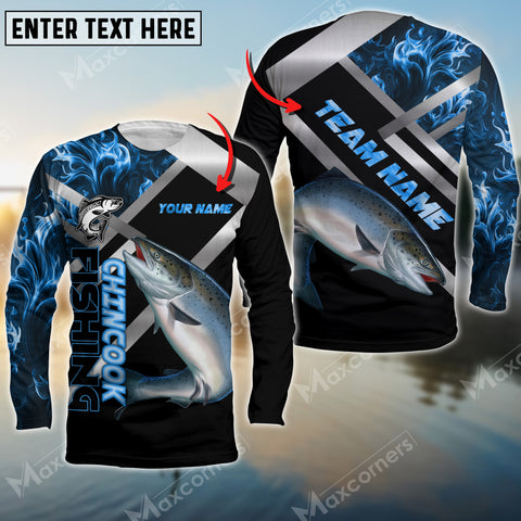 Maxcorners Chinook Fishing Blue Smoke Pattern Pro Sport Jersey Personalized Name And Team Name Long Sweat Shirt