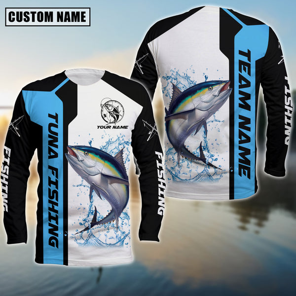 Maxcorners Tuna Fishing Premium Blue Line Sport Jersey Personalized Name And Team Name Long Sweat Shirt