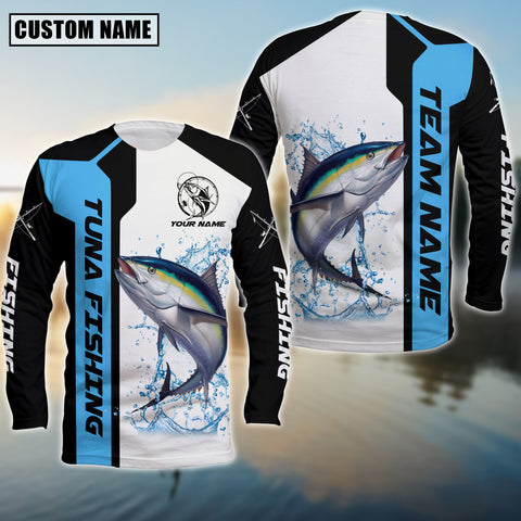 Maxcorners Tuna Fishing Premium Blue Line Sport Jersey Personalized Name And Team Name Long Sweat Shirt