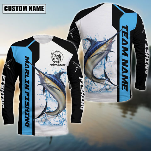 Maxcorners Marlin Fishing Premium Blue Line Sport Jersey Personalized Name And Team Name Long Sweat Shirt