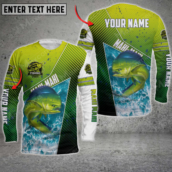 Maxcorners Mahi-mahi Fishing Salt Water Skin Fishing Pattern Sport Jersey Personalized Name And Team Name Long Sweat Shirt