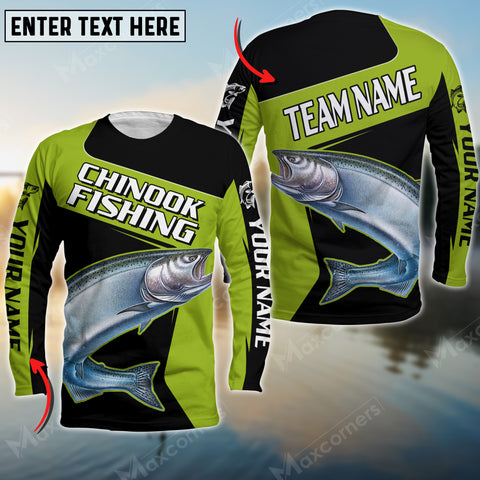 Maxcorners Chinook Fishing Green Line Patch Sport Jersey Personalized Name And Team Name Long Sweat Shirt