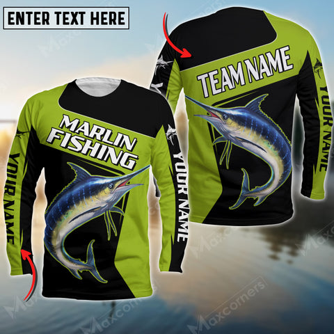 Maxcorners Marlin Fishing Green Line Patch Sport Jersey Personalized Name And Team Name Long Sweat Shirt