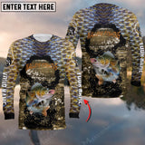 Maxcorners Walleyes Fishing Skin Epic Art Water Wave Sport Jersey Personalized Name And Team Name Long Sweat Shirt