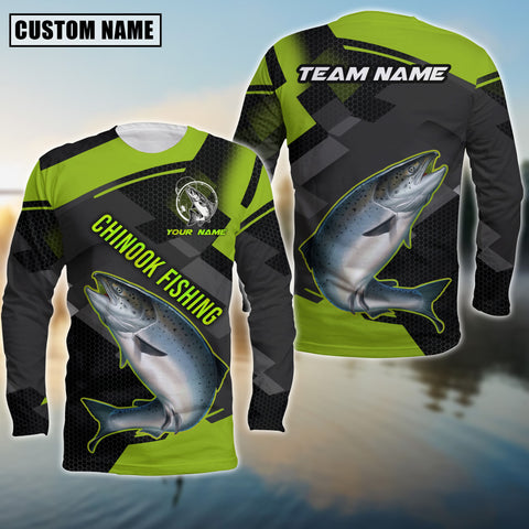 Maxcorners Chinook Fishing Green Pattern Pro Sport Jersey Personalized Name And Team Name Long Sweat Shirt