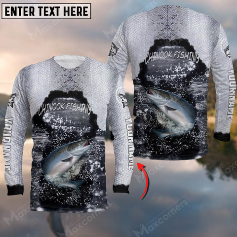 Maxcorners Chinook Fishing Skin Epic Art Water Wave Sport Jersey Personalized Name And Team Name Long Sweat Shirt