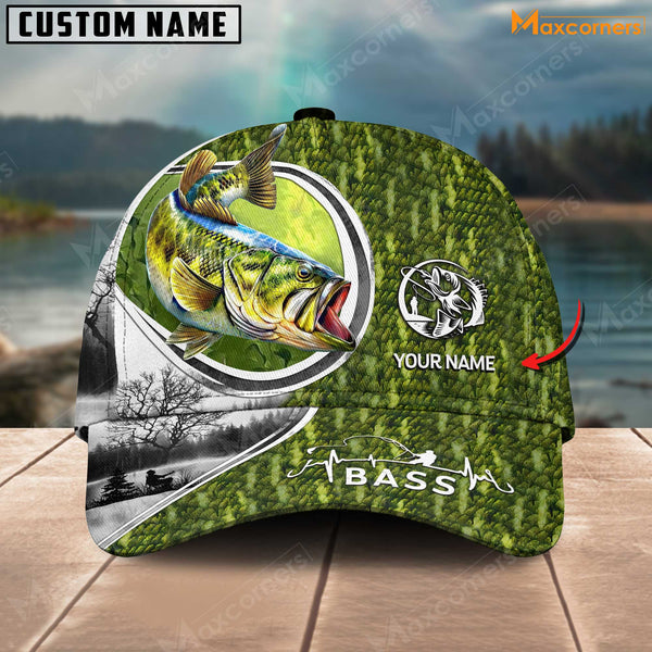 Maxcorners Personalized Classic Solid Pattern Fishing Classic 3D Cap ( Large Mouth Bass, Walleye, Stripped Bass, Trout Fish, Catfish, Crappie, Salmon, Pike )