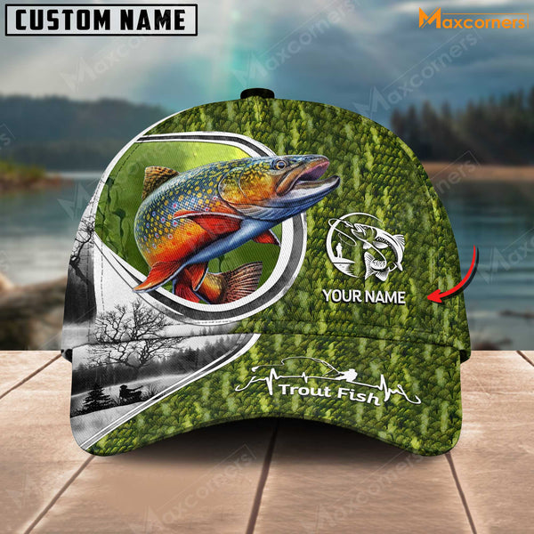 Maxcorners Personalized Classic Solid Pattern Fishing Classic 3D Cap ( Large Mouth Bass, Walleye, Stripped Bass, Trout Fish, Catfish, Crappie, Salmon, Pike )