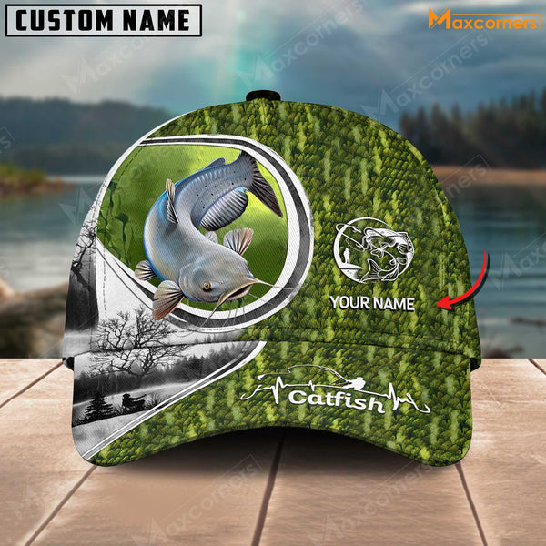 Maxcorners Personalized Classic Solid Pattern Fishing Classic 3D Cap ( Large Mouth Bass, Walleye, Stripped Bass, Trout Fish, Catfish, Crappie, Salmon, Pike )