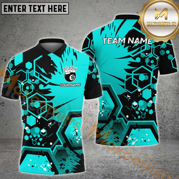 Maxcorners Ball 8 Pool Hexagon Pattern Billiard Jersey Multicolor Option Customized Name 3D Shirt (6 Colors)