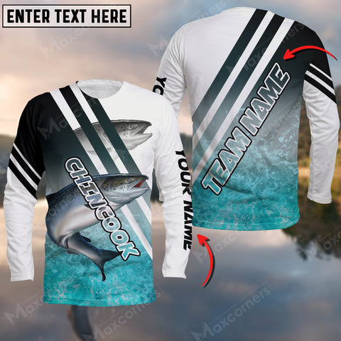 Maxcorners Chincook Fishing Art Water Pattern Blue Line Sport Jersey Personalized Name And Team Name Long Sweat Shirt