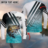 Maxcorners Bass Fishing Art Water Pattern Blue Line Sport Jersey Personalized Name And Team Name Long Sweat Shirt