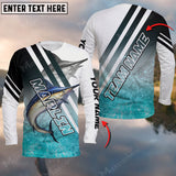 Maxcorners Marlin Fishing Art Water Pattern Blue Line Sport Jersey Personalized Name And Team Name Long Sweat Shirt