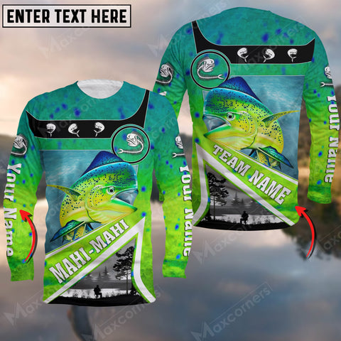 Maxcorners Mahi-Mahi Fishing Art Line Sport Jersey Personalized Name And Team Name Long Sweat Shirt