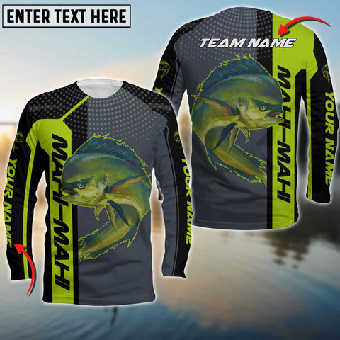 Maxcorners Mahi-Mahi Fishing Green Line Sport Jersey Personalized Name And Team Name Long Sweat Shirt