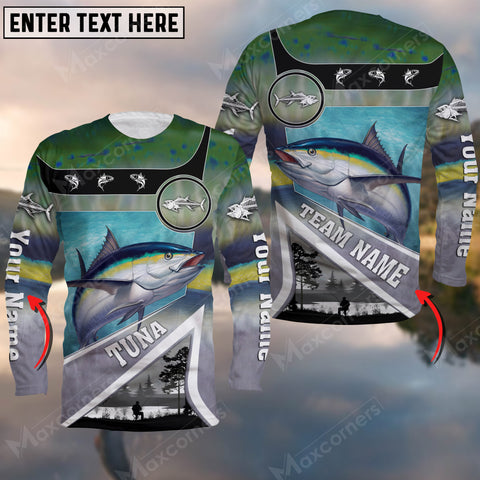 Maxcorners Tuna Fishing Art Line Sport Jersey Personalized Name And Team Name Long Sweat Shirt
