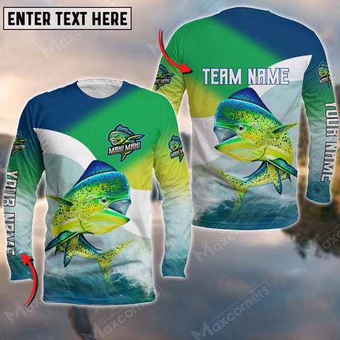 Maxcorners Mahi-mahi Fishing Art Water Pattern Sport Jersey Personalized Name And Team Name Long Sweat Shirt