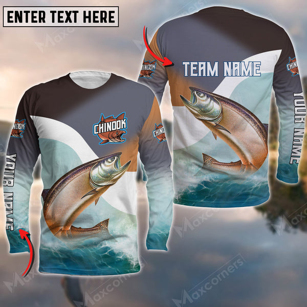 Maxcorners Chincook Fishing Art Water Pattern Sport Jersey Personalized Name And Team Name Long Sweat Shirt