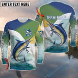 Maxcorners Marlin Fishing Art Water Pattern Sport Jersey Personalized Name And Team Name Long Sweat Shirt