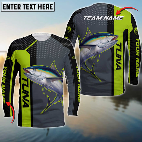 Maxcorners Tuna Fishing Green Line Sport Jersey Personalized Name And Team Name Long Sweat Shirt