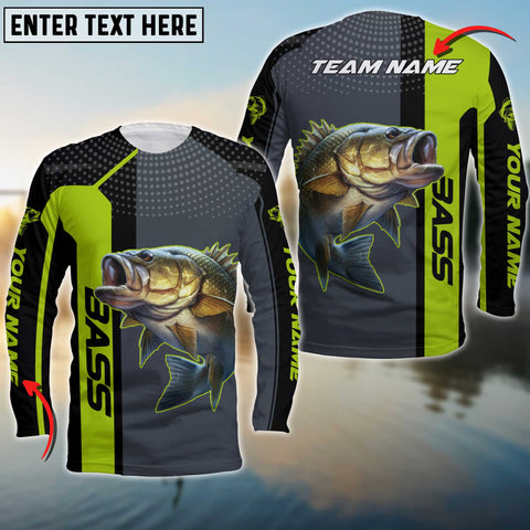 Maxcorners Bass Fishing Green Line Sport Jersey Personalized Name And Team Name Long Sweat Shirt