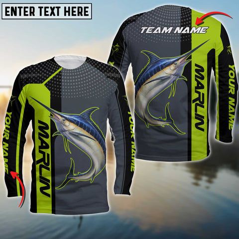 Maxcorners Marlin Fishing Green Line Sport Jersey Personalized Name And Team Name Long Sweat Shirt