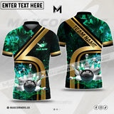 Maxcorners Bowling Ball & Pins Water And Flame Multicolor Option Customized Name 3D Shirt (4 Colors)