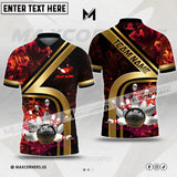 Maxcorners Bowling Ball & Pins Water And Flame Multicolor Option Customized Name 3D Shirt (4 Colors)