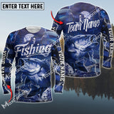 Maxcorners Bass Fishing Skull And Water Blue Thunder Lightning Premium Pattern Sport Jersey Personalized Name And Team Name Long Sweat Shirt