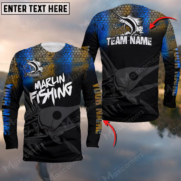 Max Corner Marlin Personalized Fishing Skeleton Sport Jersey Style 3D Long Sleeve Shirt