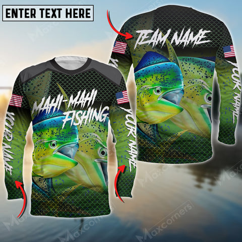 Max Corner Mahi-mahi Personalized Fishing Water Flow 3D Long Sleeve Shirt