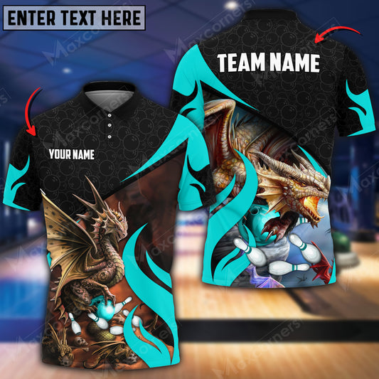Max Corner Bowling and Pins Dragon Bowling Color Smoke Pattern Multicolored Bowling jerseys Custom Name And Team 3D Polo Shirt