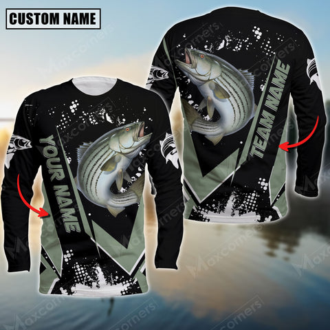 Maxcorners Striped Bass Fishing Declare War Premium Sport Jersey Personalized Name And Team Name Long Sweat Shirt