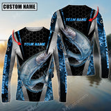 Maxcorners Chinook Fishing Sun Protection Blue Smoke Pattern Sport Jersey Personalized Name And Team Name Long Sleeve Shirt