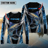 Maxcorners Marlin Fishing Sun Protection Blue Smoke Pattern Sport Jersey Personalized Name And Team Name Long Sleeve Shirt