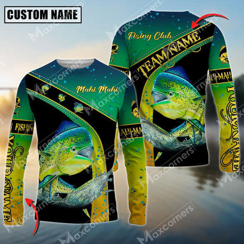 Maxcorners Mahi-Mahi Fishing Fish Skin Pattern Personalized Name And Team Name Long Sweat Shirt