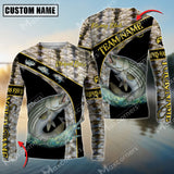 Maxcorners Striped Bass Fishing Fish Skin Pattern Personalized Name And Team Name Long Sweat Shirt