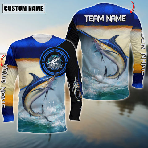 Maxcorners Marlin Fishing Skin Fishing Pattern Circle Premium Art Sport Jersey Personalized Name And Team Name Long Sweat Shirt