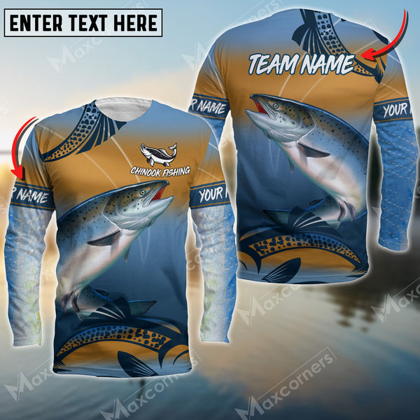 Maxcorners Chinook Fishing Skin Fishing Pattern Premium Art Sport Jersey Personalized Name And Team Name Long Sweat Shirt