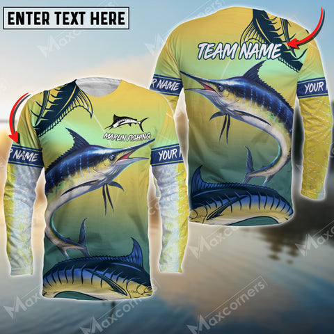 Maxcorners Marlin Fishing Skin Fishing Pattern Premium Art Sport Jersey Personalized Name And Team Name Long Sweat Shirt