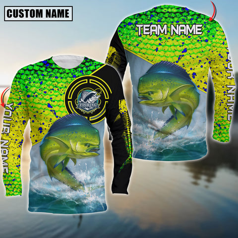 Maxcorners Mahi-mahi Fishing Skin Fishing Pattern Circle Premium Art Sport Jersey Personalized Name And Team Name Long Sweat Shirt