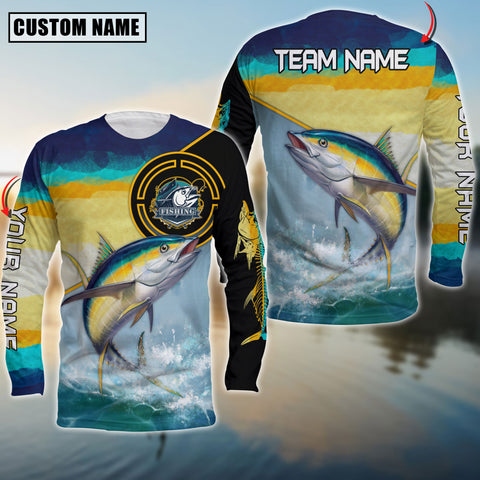 Maxcorners Tuna Fishing Skin Fishing Pattern Circle Premium Art Sport Jersey Personalized Name And Team Name Long Sweat Shirt