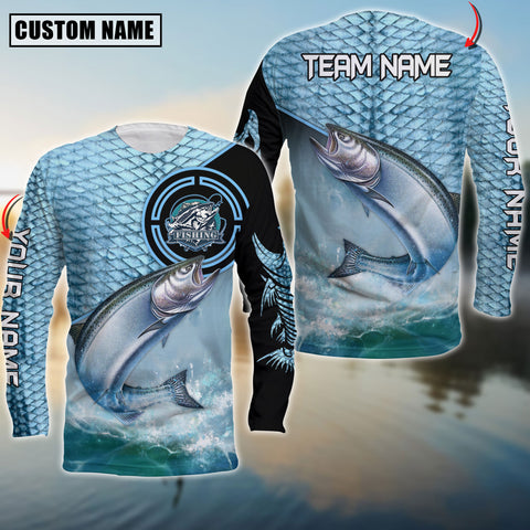 Maxcorners Chinook Fishing Skin Fishing Pattern Circle Premium Art Sport Jersey Personalized Name And Team Name Long Sweat Shirt